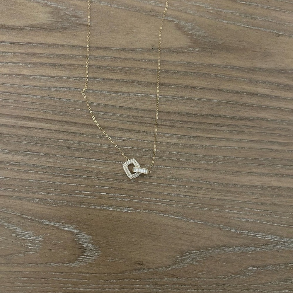 14Kt Gold Interlocking Squares Necklace